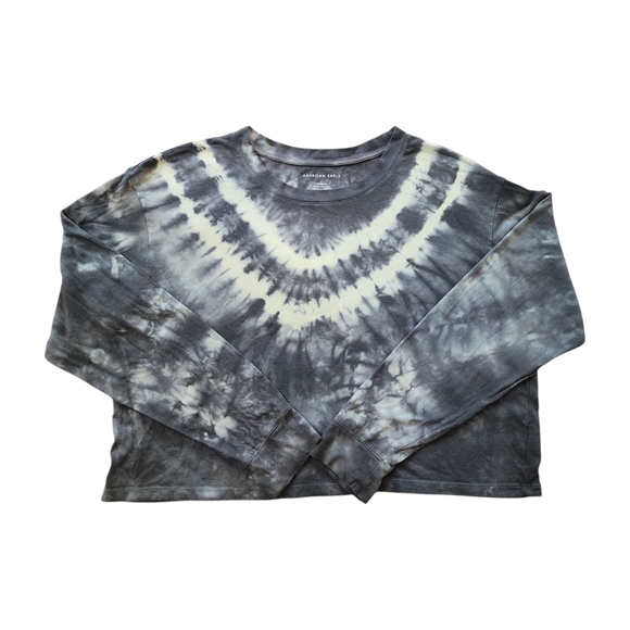 American Eagle Outfitters Kids Black and Gray Tie-Dye Long Sleeve Tee - Picture 1 of 8